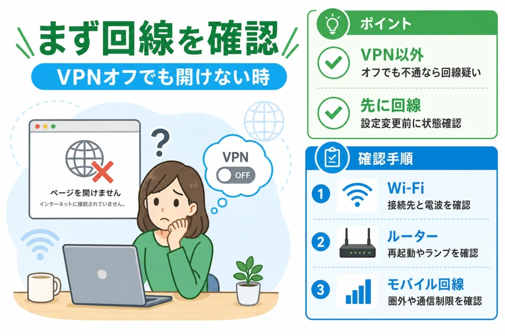 VPNなしでもネットが使えない場合の対処法